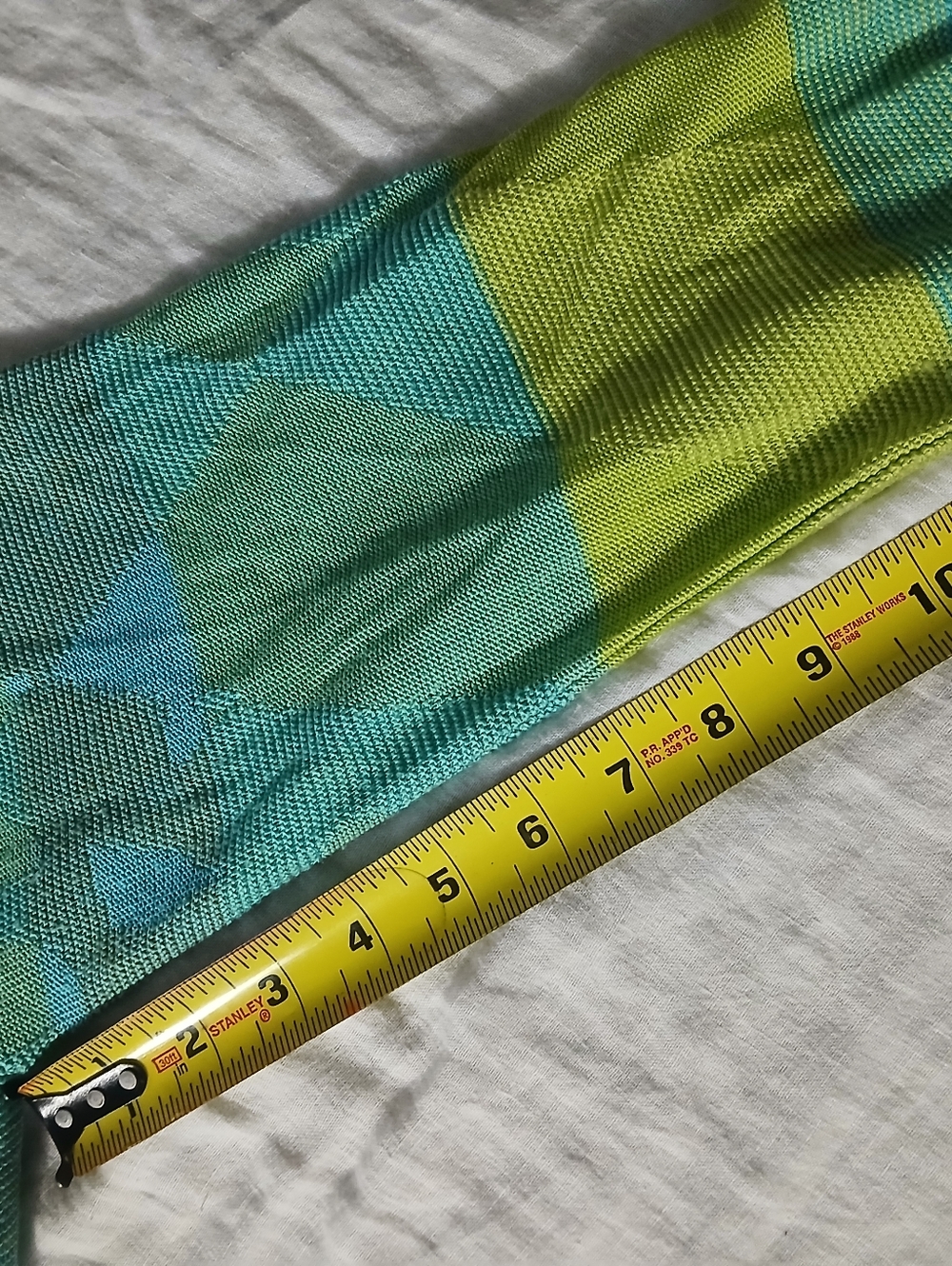 Ruby Rd Cardigan Sweater Size PL Petite L Open Front Blue Green Striped 100% Acr - Picture 2 of 8